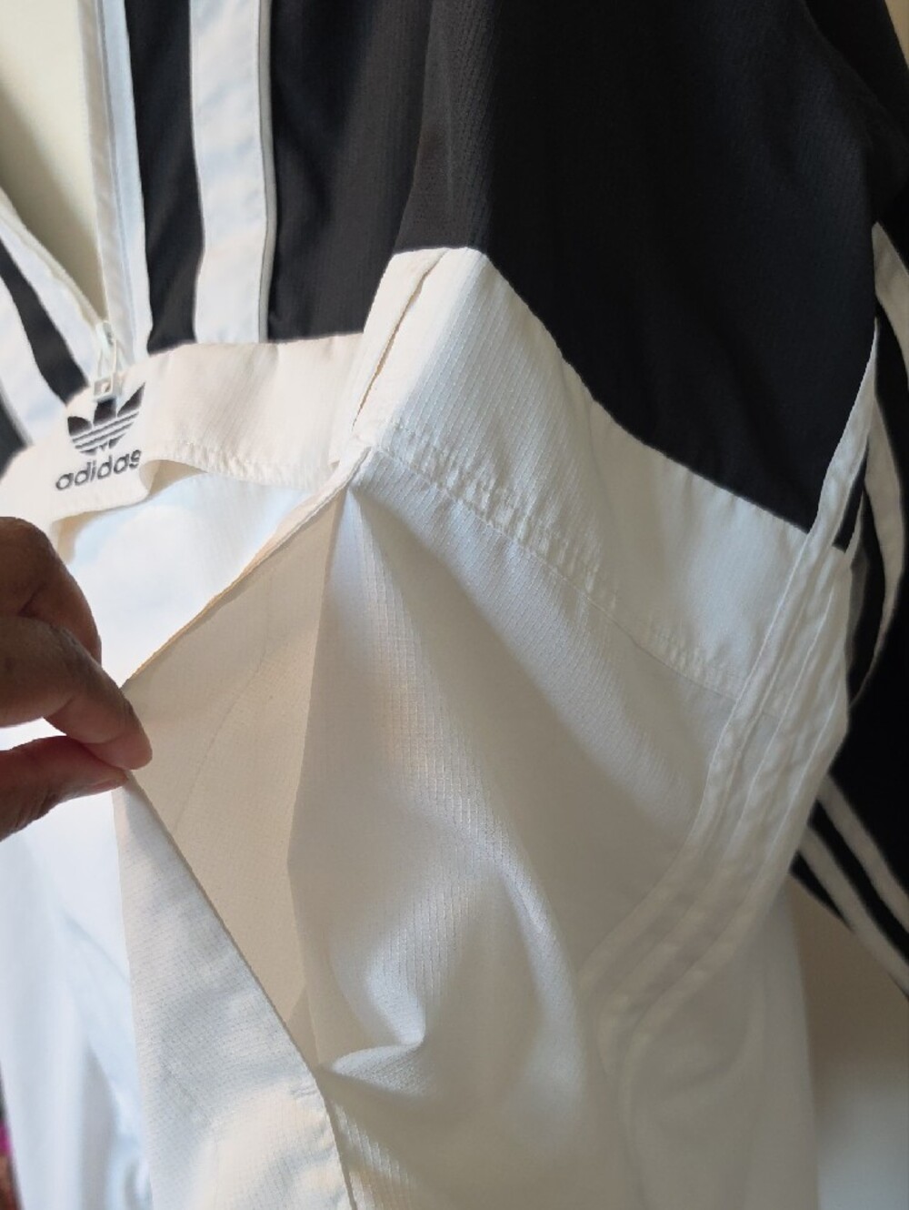 Adidas Black and White Hooded Pullover Windbreaker - Picture 8 of 9